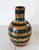 Vintage gold and teal glazed crackle pottery vase. Made in Italy. Makers mark on bottom.