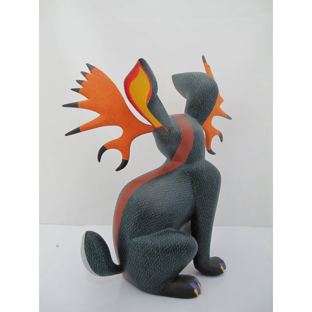 Late 20th Century Alebrije Carved Wood Jackalope Rabbit Oaxaca Mexico Folk Art Figurine Sculpture For Sale - Image 5 of 17