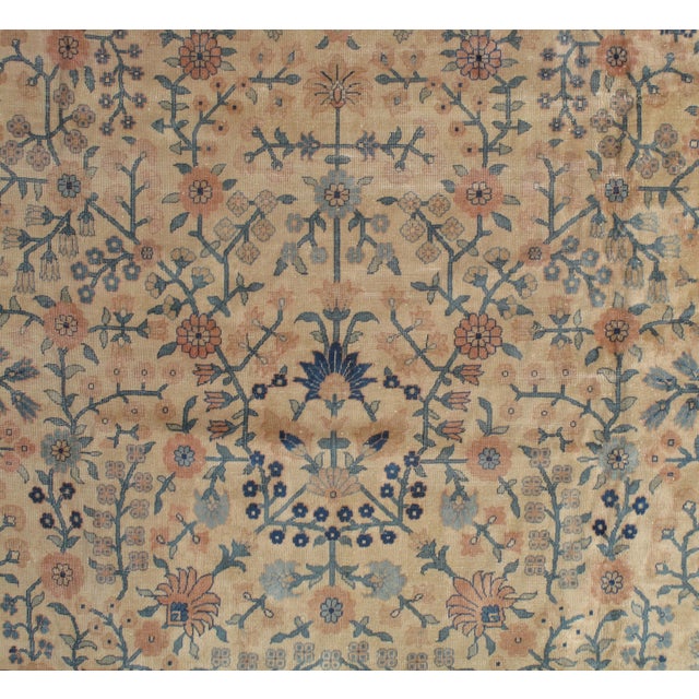 Antique Indian Amritsar Handmade Oriental Rug, Blue, Taupe Creams Allover Design For Sale - Image 14 of 18
