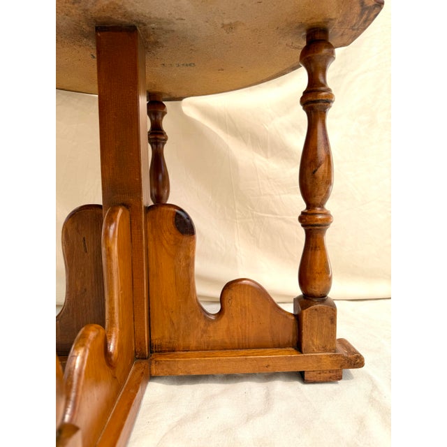 English Farmhouse Round Solid Wood Heals-Style Side Table For Sale - Image 10 of 12