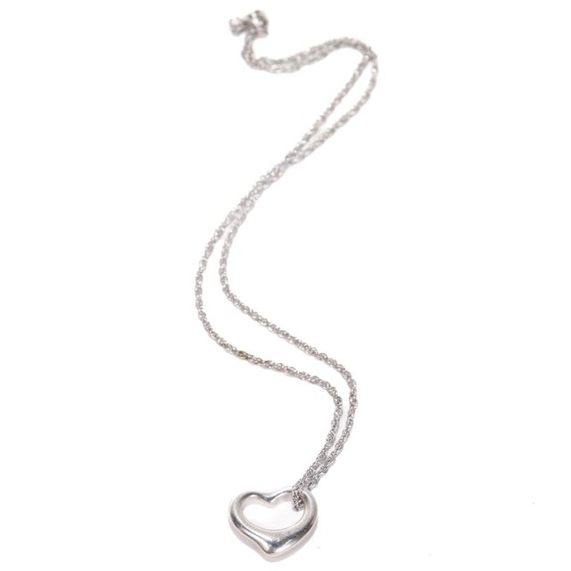 Tiffany & Co Elsa Peretti Open Heart Sterling Silver Pendant for a Necklace For Sale - Image 11 of 12