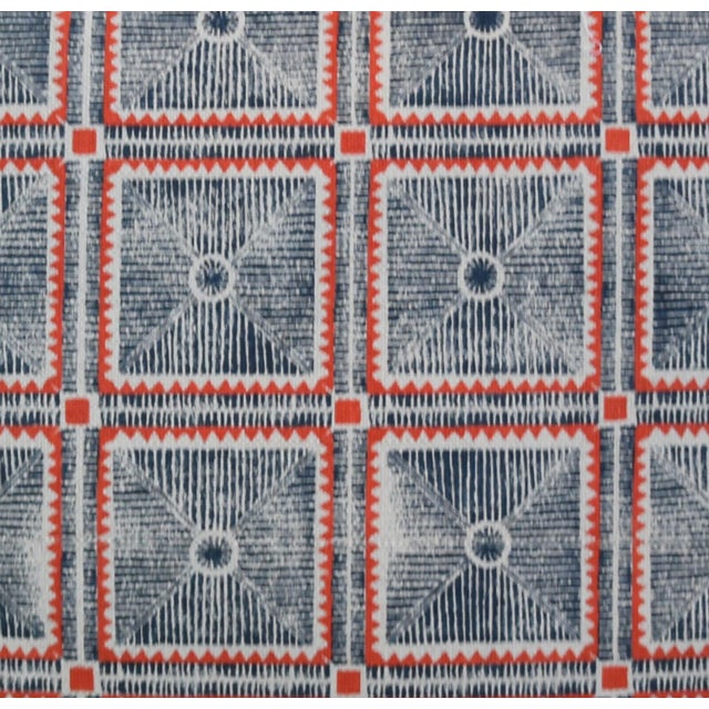 Contemporary Desinger Maresca Textiles Pisa Red & Blue Feather/Down Pillow For Sale - Image 3 of 6