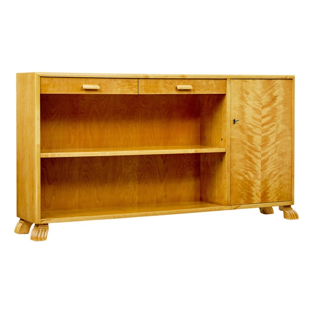 20th Century Swedish Birch Low Open Bookcase, 1950s For Sale