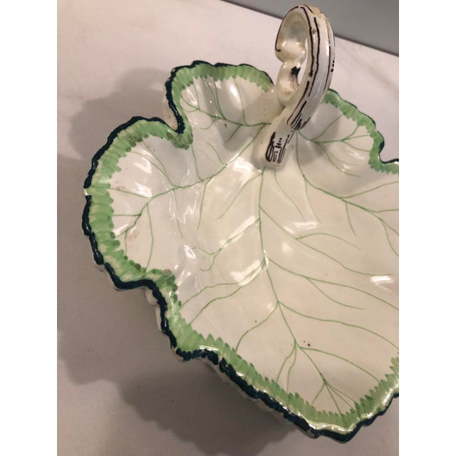 Traditional Majolica Leaf Decorative Bowl From Spain For Sale - Image 3 of 8