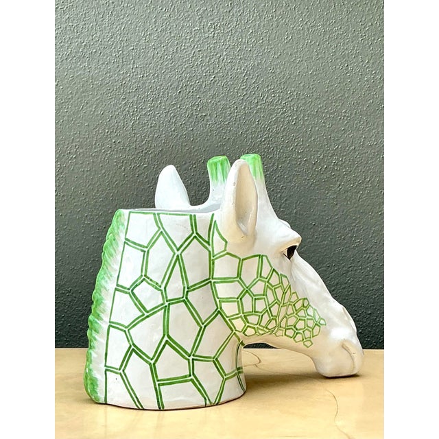 Vintage Italian Glazed Ceramic Giraffe Cache Pot For Sale - Image 4 of 12