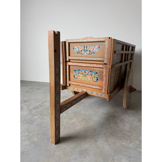Vintage Joaquin Chaverri Costa Rican Folk Art Hand-Painted Ox Cart Bar / Drinks Cabinet For Sale - Image 10 of 12
