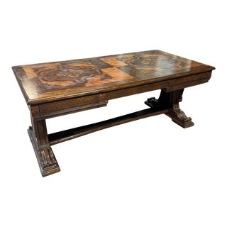 Handcrafted Italian Inlaid Wood Desk For Sale
