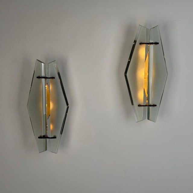 Metal Model 1937 Wall Lights attributed to Max Ingrand for Fontana Arte, Italy, 1958, Set of 2 For Sale - Image 7 of 18