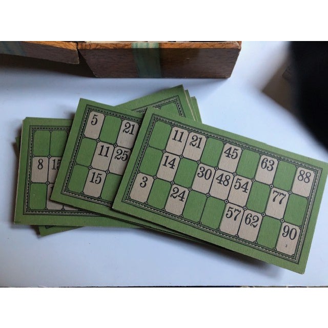 Antique Lotto Game With Box, Counters, Boards and Numbers For Sale - Image 4 of 5