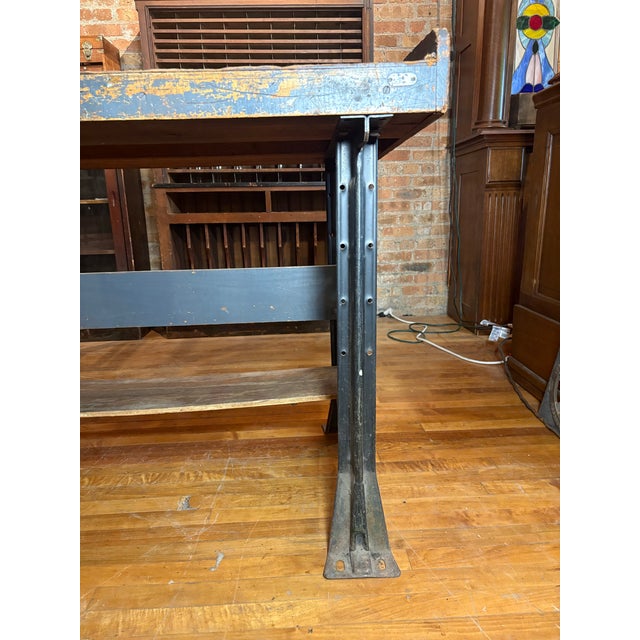Mid 20th Century Vintage Industrial Steel-Based Workbench For Sale - Image 5 of 11