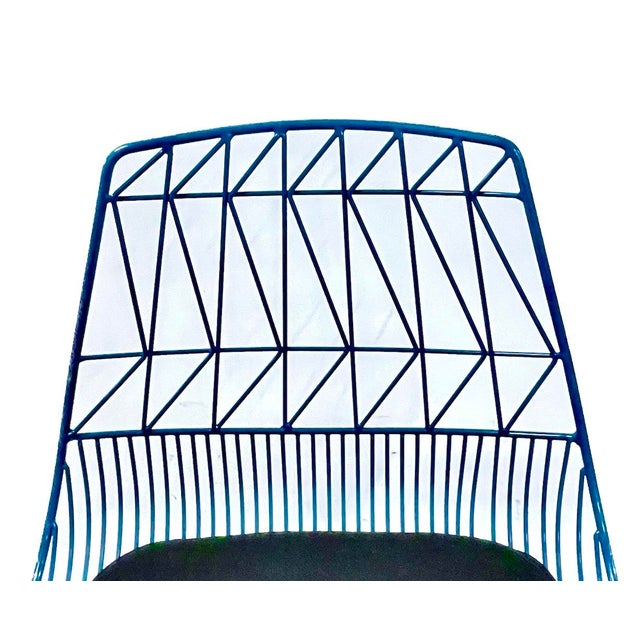 Teal Vintage Mid-Century Modern Style Teal Wire Chairs For Sale - Image 8 of 12