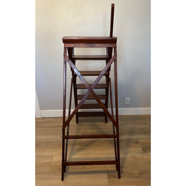 Early 21st Century Restoration Hardware Folding Step Ladder Tiered Display Shelf For Sale - Image 5 of 11