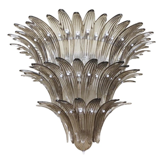 21st Century Smoky Murano Tiered Palmette Chandelier by Fabio LTD For Sale
