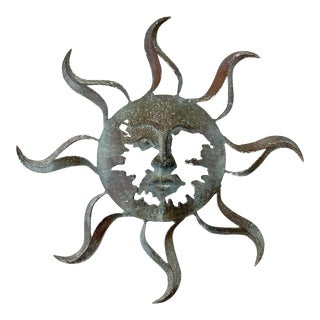 Coastal Metal Sun Burst Wall Sculpture For Sale