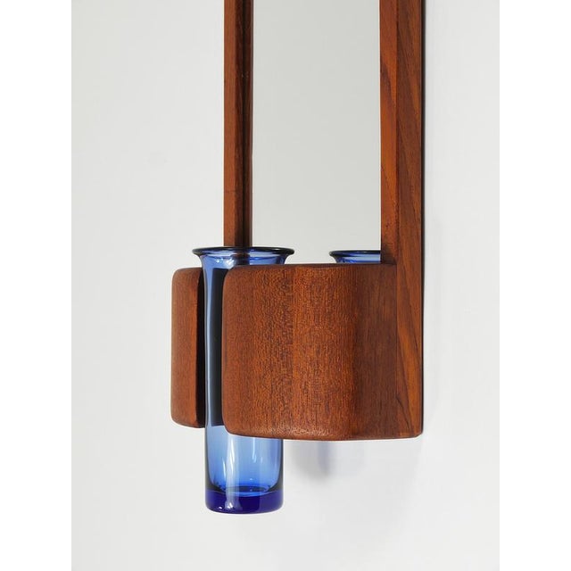 Vintage Danish Wall Mirror with Glass Vase, 1960s For Sale - Image 3 of 18