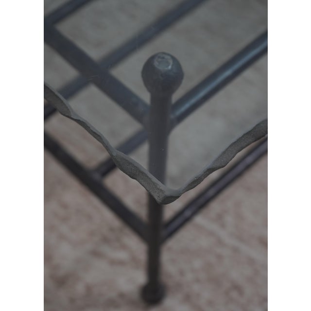 1990s Charleston Forge Glass Top Iron Base Coffee Table For Sale - Image 5 of 10