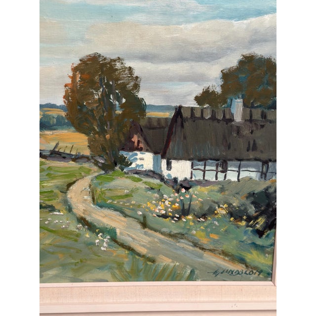 Hjalmar Lindblom, Farms with Grazing Cows, 1950s, Oil on Canvas, Framed For Sale - Image 6 of 11