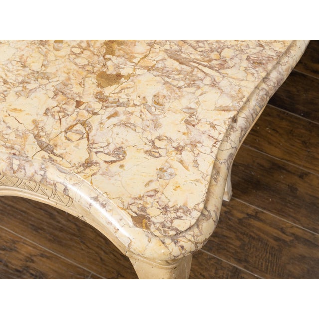 French Rococo 18th Century Beech Wood Marble Top Console Table with Carved Apron For Sale - Image 11 of 11