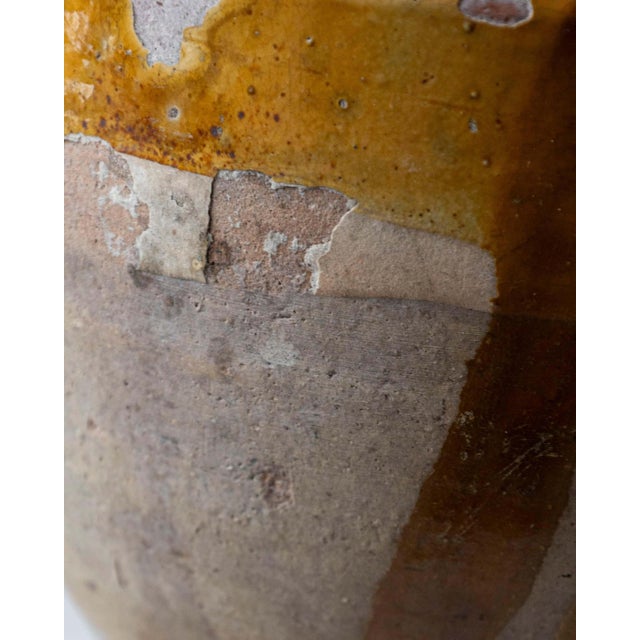 19th Century French Glazed Terracotta Jug with Ochre Yellow Glaze For Sale - Image 10 of 12