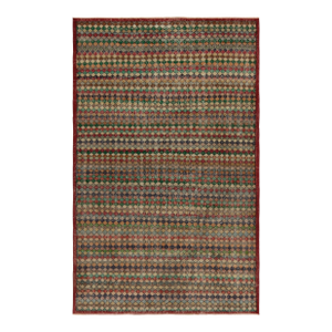 1960s Vintage Art Deco Rug in Multicolor Lattice Geometric Pattern