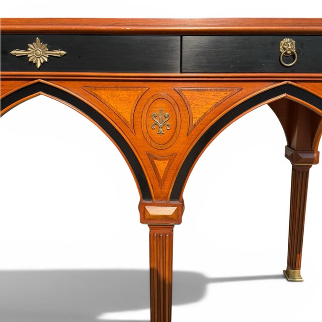Wood Mario Buatta Gothic Regency Console Table For Sale - Image 7 of 9