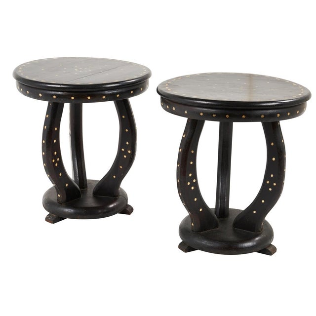 Mid 20th Century Mid 20th Century Schumacher Inlayed Solid Wood Side Tables - A Pair For Sale - Image 5 of 5