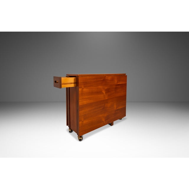 Restored Mid-Century Modern Space Saver Minimalist Hide Away Dropleaf Table W/ 4 Hidden Folding Chairs, Romania, C. 1960's For Sale In Orlando - Image 6 of 18