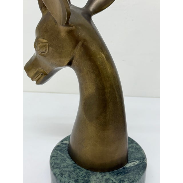 Brass Gazelle Sculpture on Variegated Green Marble Base, 1970s For Sale - Image 13 of 18