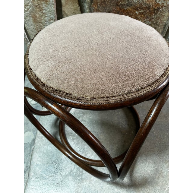Vintage MCM Thonet-Style Bentwood Stool Ottoman For Sale - Image 11 of 12