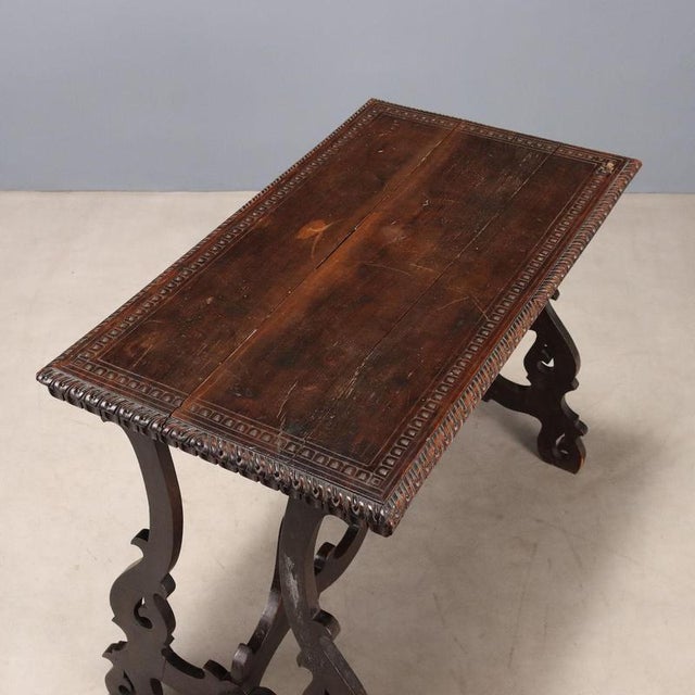 Wood Small Walnut Refectory Table For Sale - Image 7 of 10