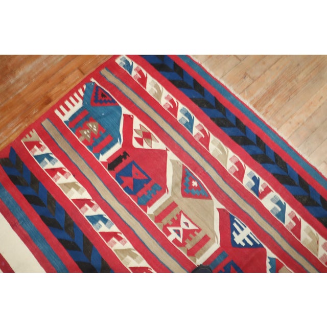 Textile Antique Zabihi Collection Square Persian Tribal Kilim - 5'2" x 6'11" For Sale - Image 7 of 9