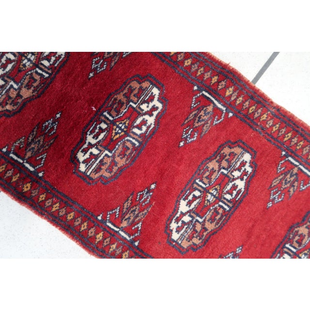 Textile 1960s, Handmade Vintage Uzbek Bukhara Rug 1' X 3.9' For Sale - Image 7 of 9