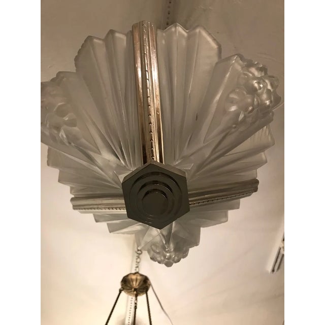 Atelier Petitot 1920s French Art Deco Pendant Chandelier Signed by Atelier Petitot For Sale - Image 4 of 8