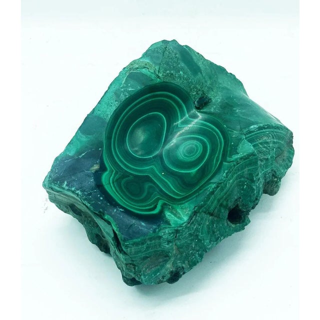 Decorative bowl or ashtray fashioned out of a piece of all natural malachite mineral stone. Polished beautifully to...