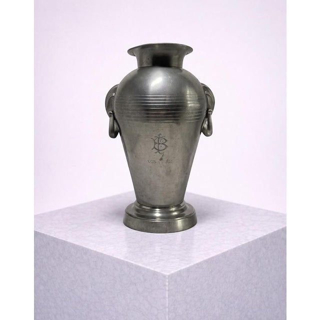 Metal Swedish Art Deco Pewter Amphora Vase from GAB, 1937 For Sale - Image 7 of 8