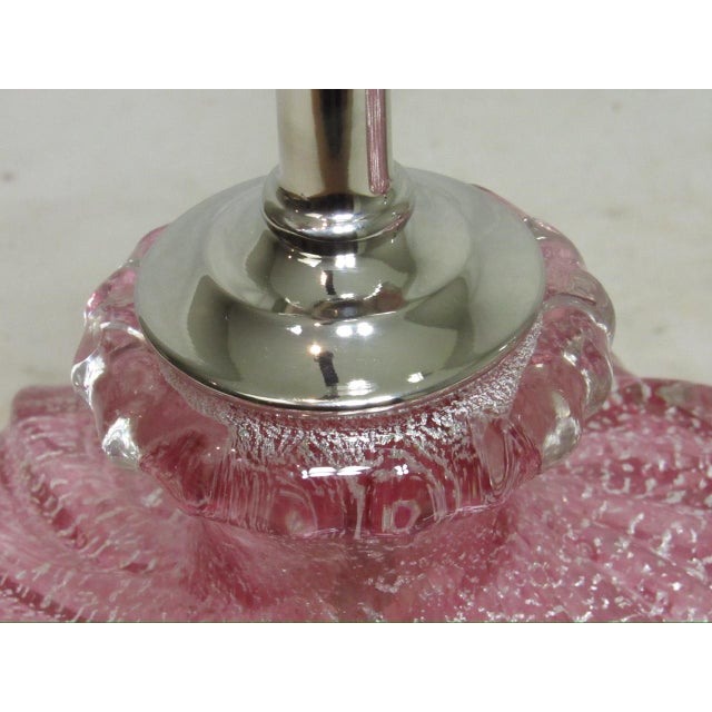 Pink 1950s Rose Murano Art Glass Lamps - a Pair For Sale - Image 8 of 13
