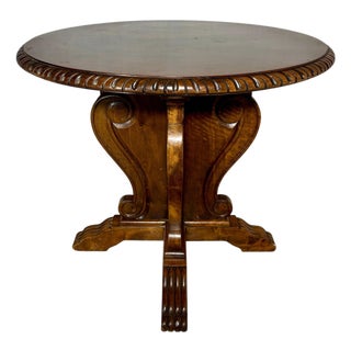 Neoclassical Revival Round Walnut Side Table, 1920s For Sale
