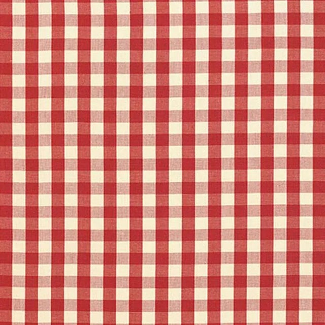 Sample - Schumacher Elton Cotton Check Fabric in Red For Sale
