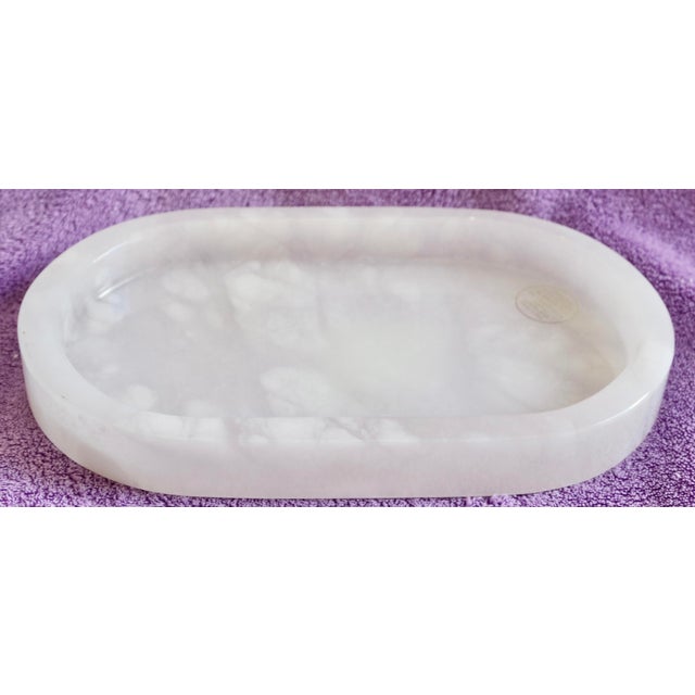 Marble Tray White Oval Italian Crafted Volterra Alabaster