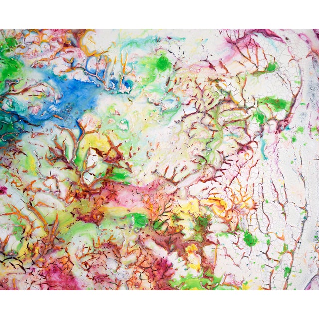 Rainbow Crackle - Abstract Expressionist Composition in Acrylic on Canvas by Charles David Francis For Sale - Image 4 of 11