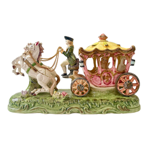 Vintage Cinderella Horse Drawn Carriage Figurine by Enesco in Capodimonte Style