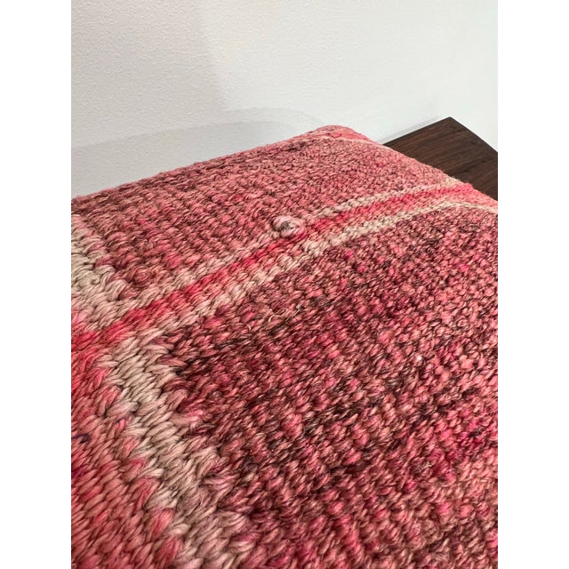 2020s Lumbar Pillow Made from Vintage Turkish Red Kilim Rug With Velvet Back For Sale - Image 5 of 8