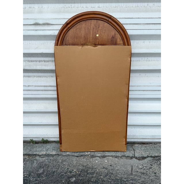 Gabriella Crespi 1970's Waterfall Rattan Arch Mirror Manner of Gabriela Crespi For Sale - Image 4 of 4