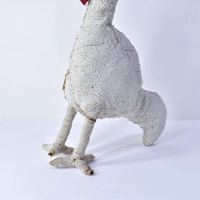 White Early 20th Century Yoruba Beaded White Chicken Nigeria For Sale - Image 8 of 15