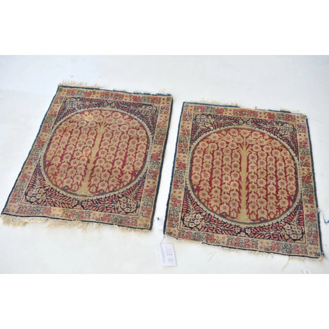 1930s Weeping Willow Tree of Life Rug Mats - A Pair, 1.9 x 2.6 For Sale In Milwaukee - Image 6 of 11