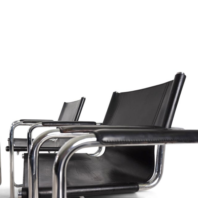 Visitor Chairs in Leather and Chrome by Mart Stam and Marcel Breuer for Matteo Grassi, 1970, Set of 6 For Sale - Image 12 of 18