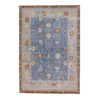 Blue Apadana's Artisan Collection Handmade Allover Designed Wool Rug For Sale