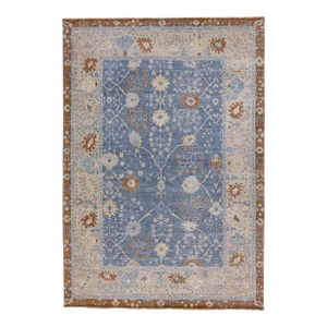 Blue Apadana's Artisan Collection Handmade Allover Designed Wool Rug