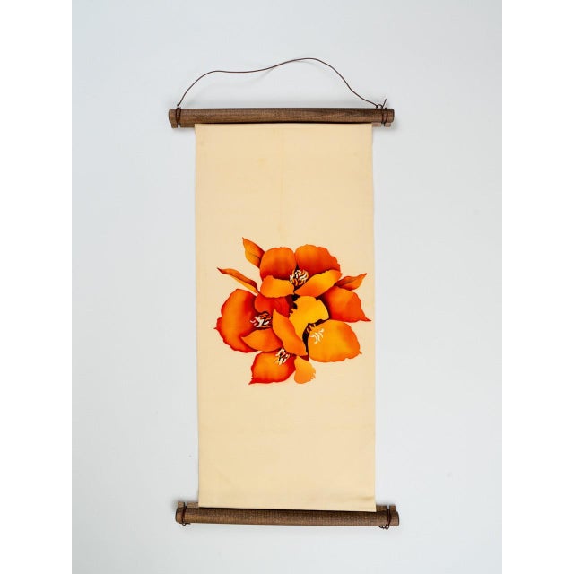 Fire on pale gold. Painted once, in three colours that are really one. The Higanbana is mounted from a hand-painted...