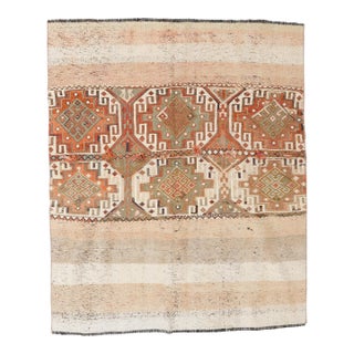 Faded Vintage Decorative Kilim Rug - 4`1″ X 5`1″ For Sale